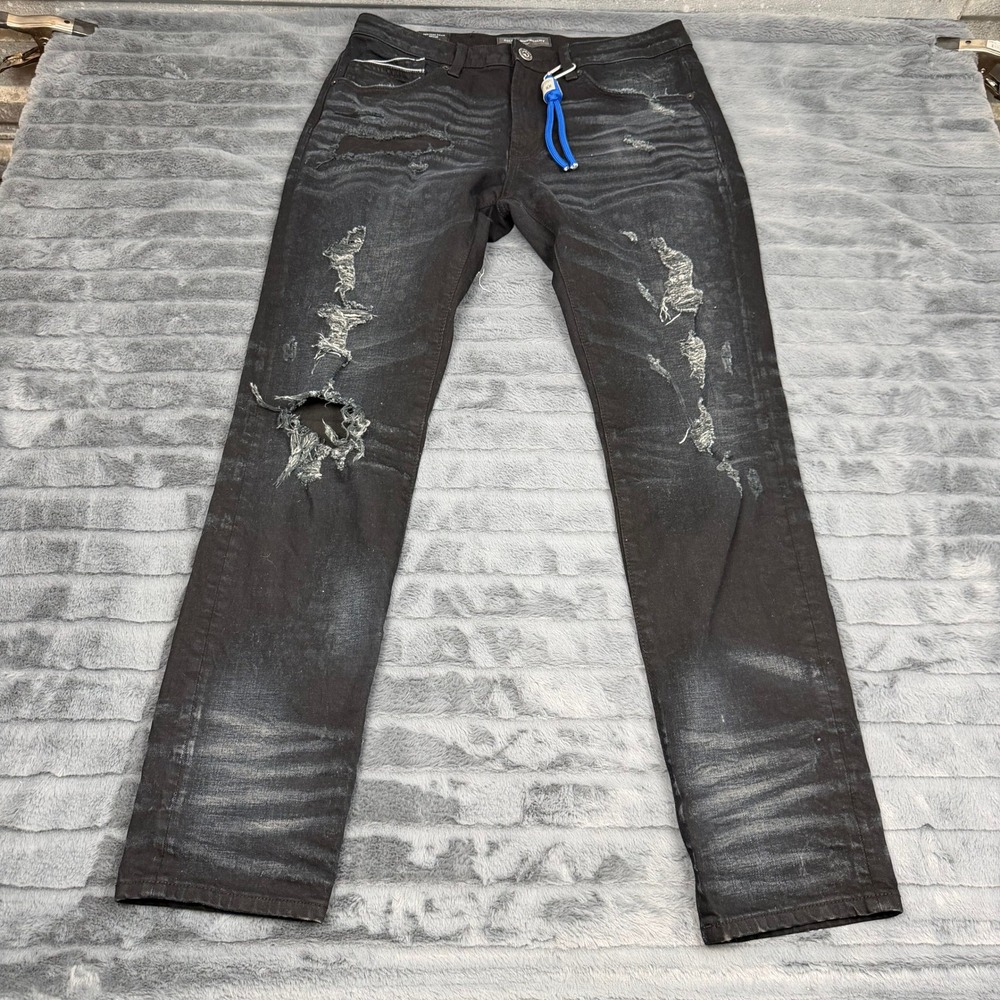 Cult of Individuality Rocker Slim Distressed Black Jeans 34x33 624B-RSBKLG